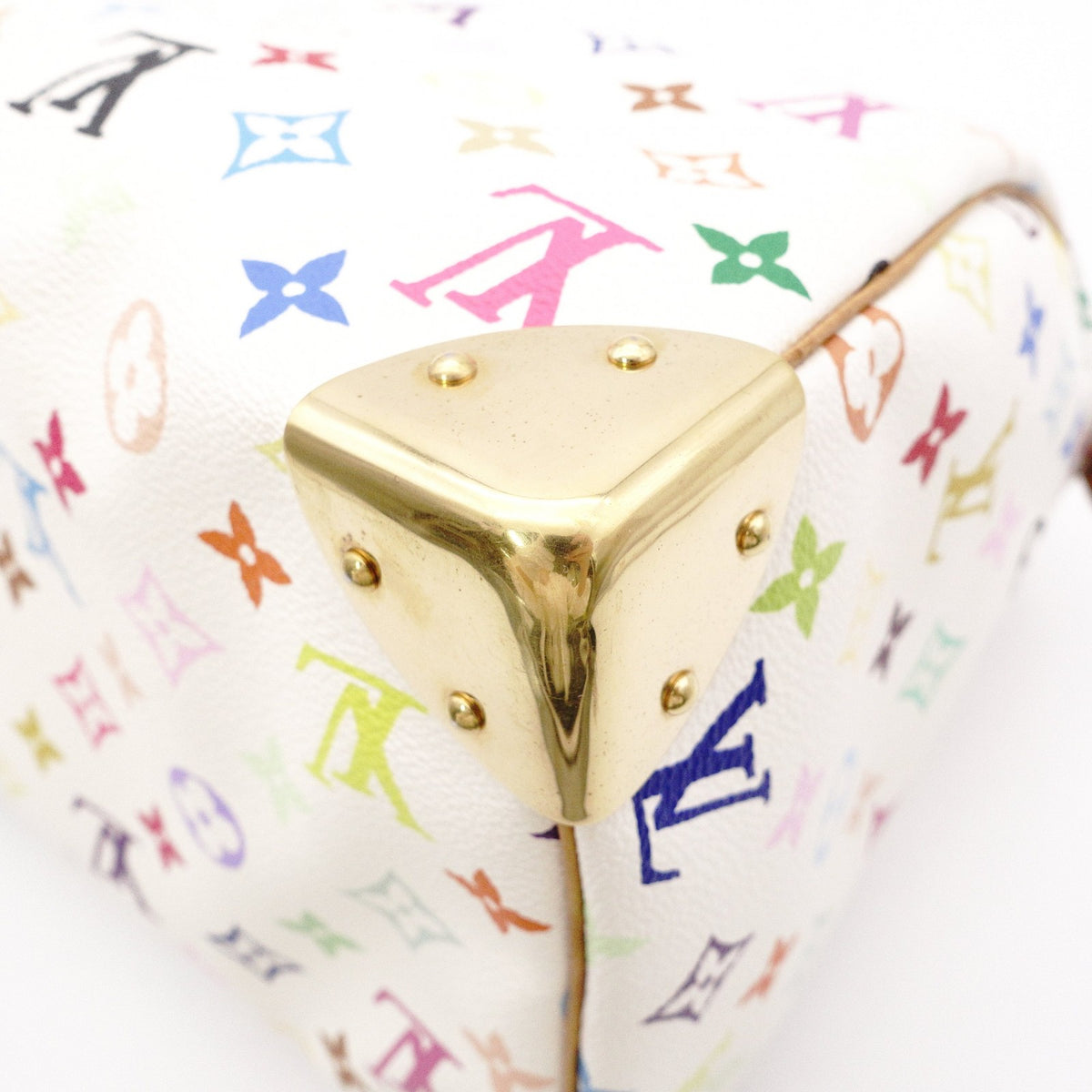 LOUIS VUITTON Speedy 30 Monogram Multicolor Handbag, PVC/Leather, White, Women's