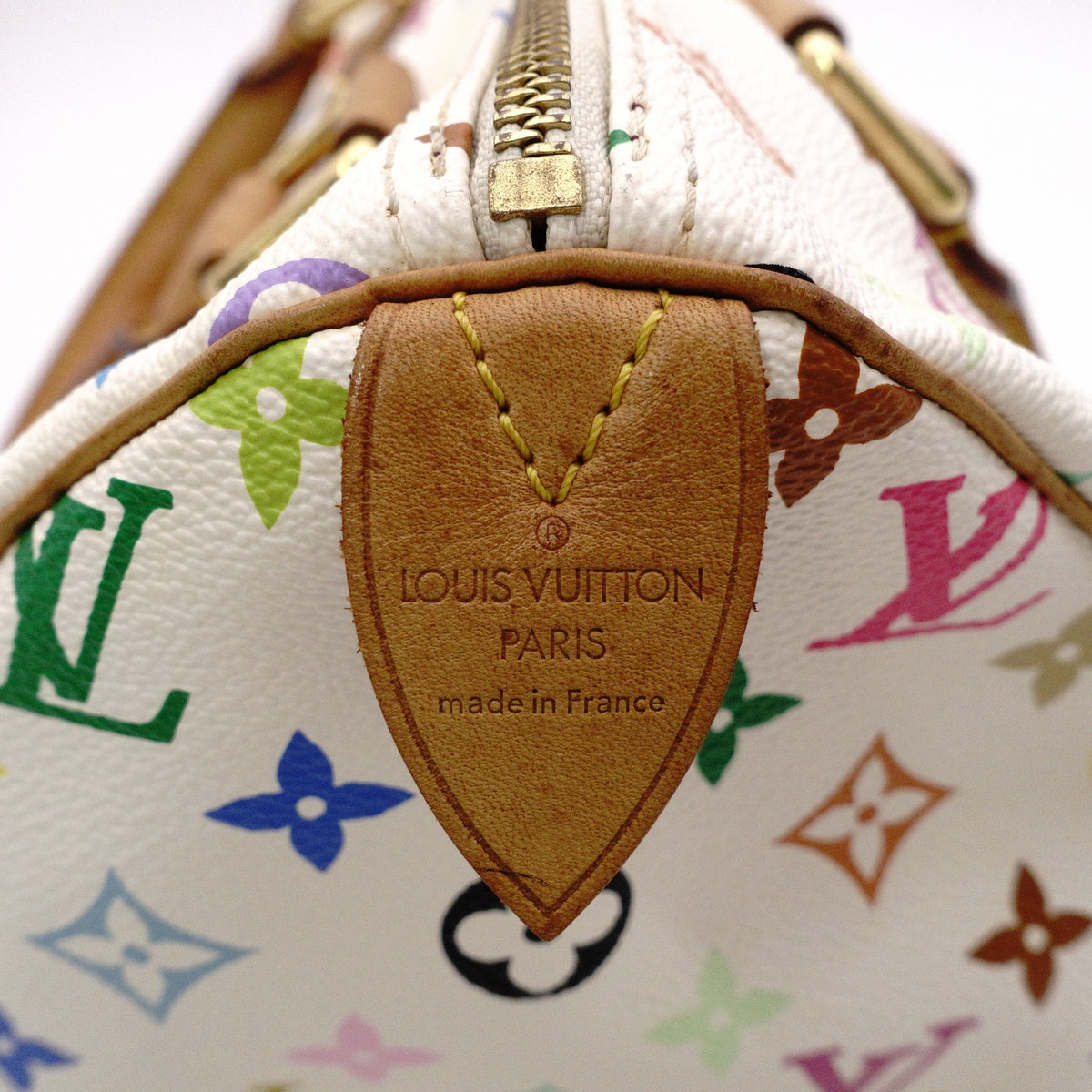 LOUIS VUITTON Speedy 30 Monogram Multicolor Handbag, PVC/Leather, White, Women's