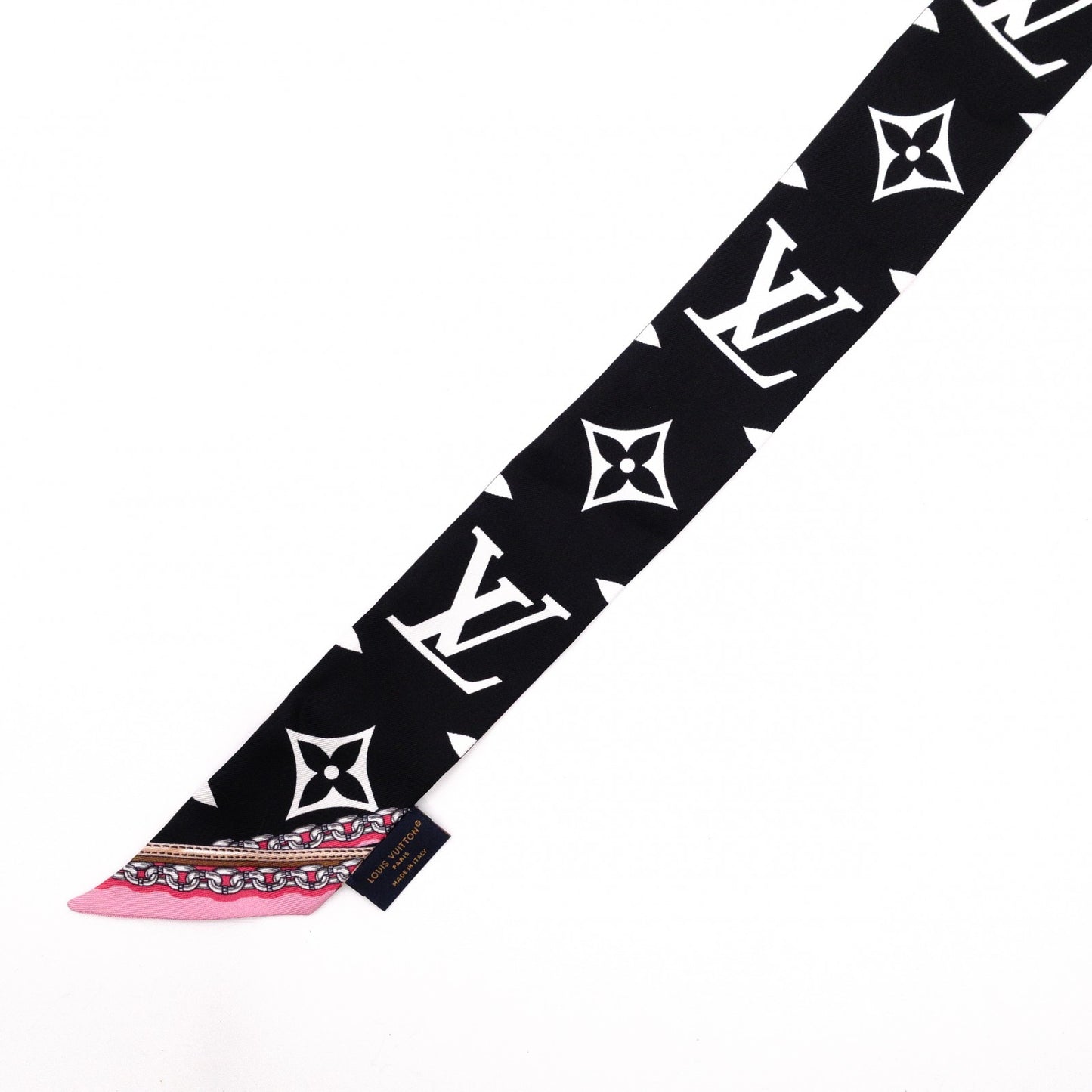 LOUIS VUITTON Twilly Bando BB Scarf, Silk, Black, Logo
