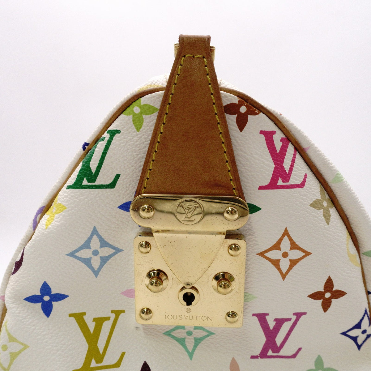 LOUIS VUITTON Speedy 30 Monogram Multicolor Handbag, PVC/Leather, White, Women's