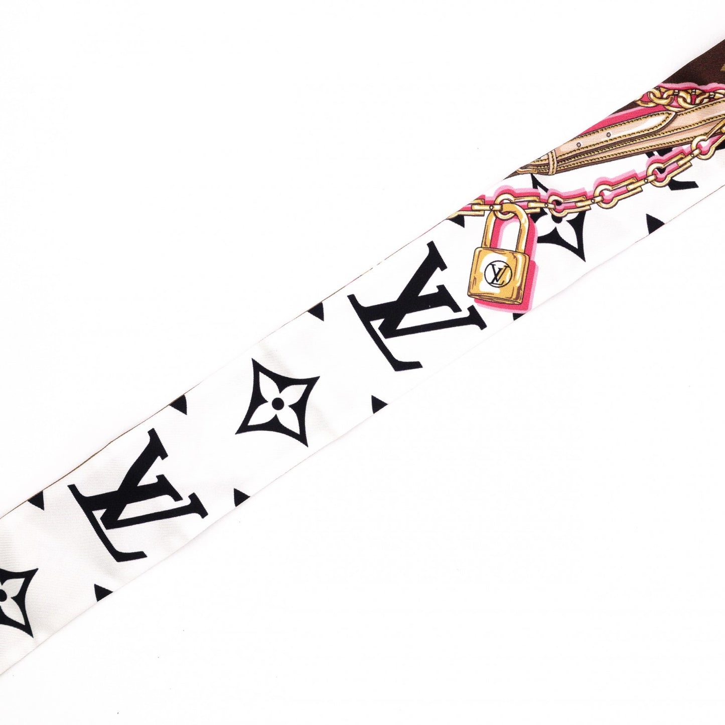 LOUIS VUITTON Twilly Bando BB Scarf, Silk, Black, Logo