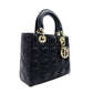 DIOR My Lady Dior Black Leather Handbag 2-Way Black Shoulder Canage Gold Hardware 7-12-849