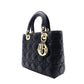DIOR My Lady Dior Black Leather Handbag 2-Way Black Shoulder Canage Gold Hardware 7-12-849