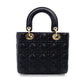 DIOR My Lady Dior Black Leather Handbag 2-Way Black Shoulder Canage Gold Hardware 7-12-849
