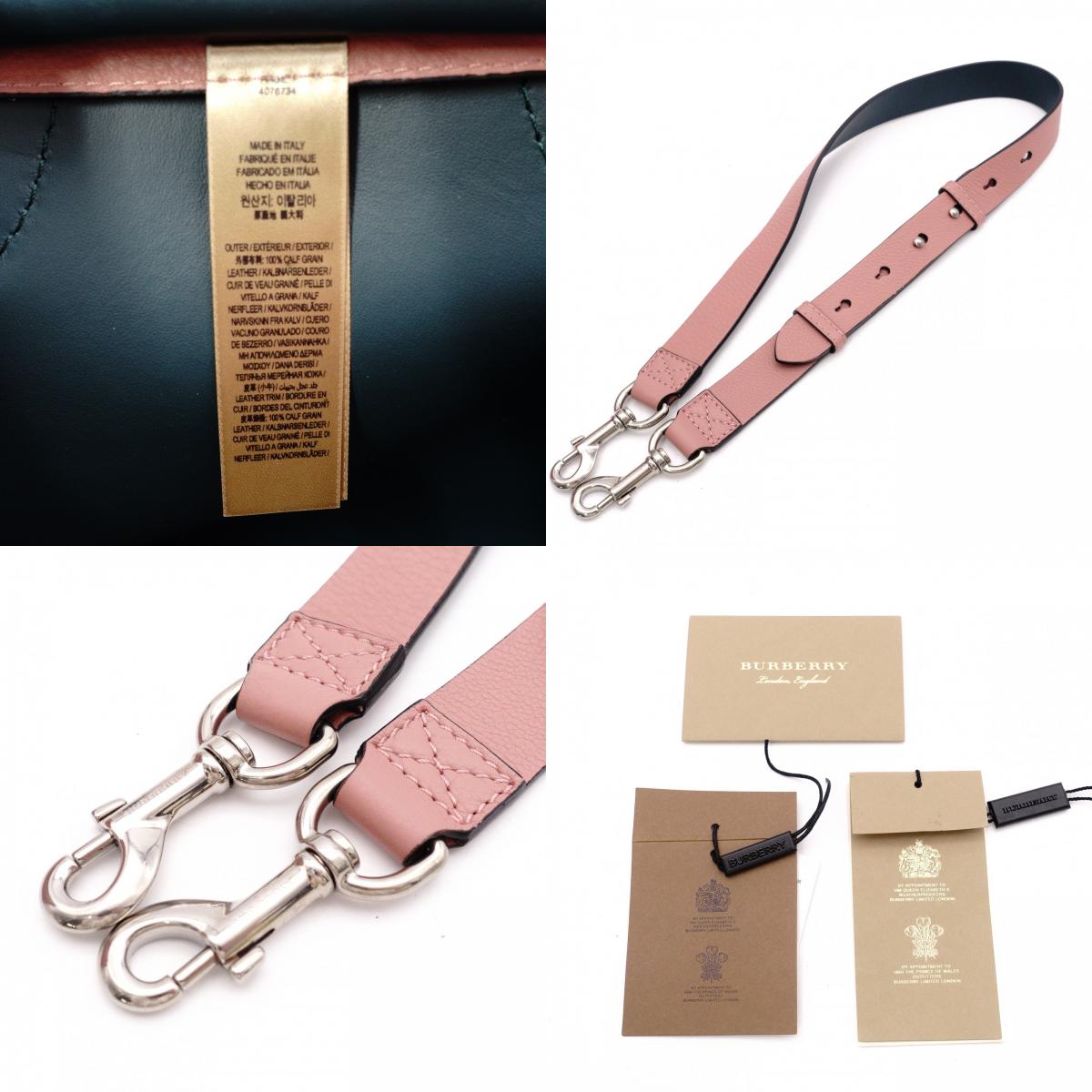 BURBERRY Belt Bag, Handbag, 2-Way Shoulder Bag, Leather, Pink, Women's