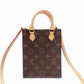 LOUIS VUITTON Petite Sac Pla Monogram Canvas Shoulder Bag, PVC/Leather, Brown, Crossbody