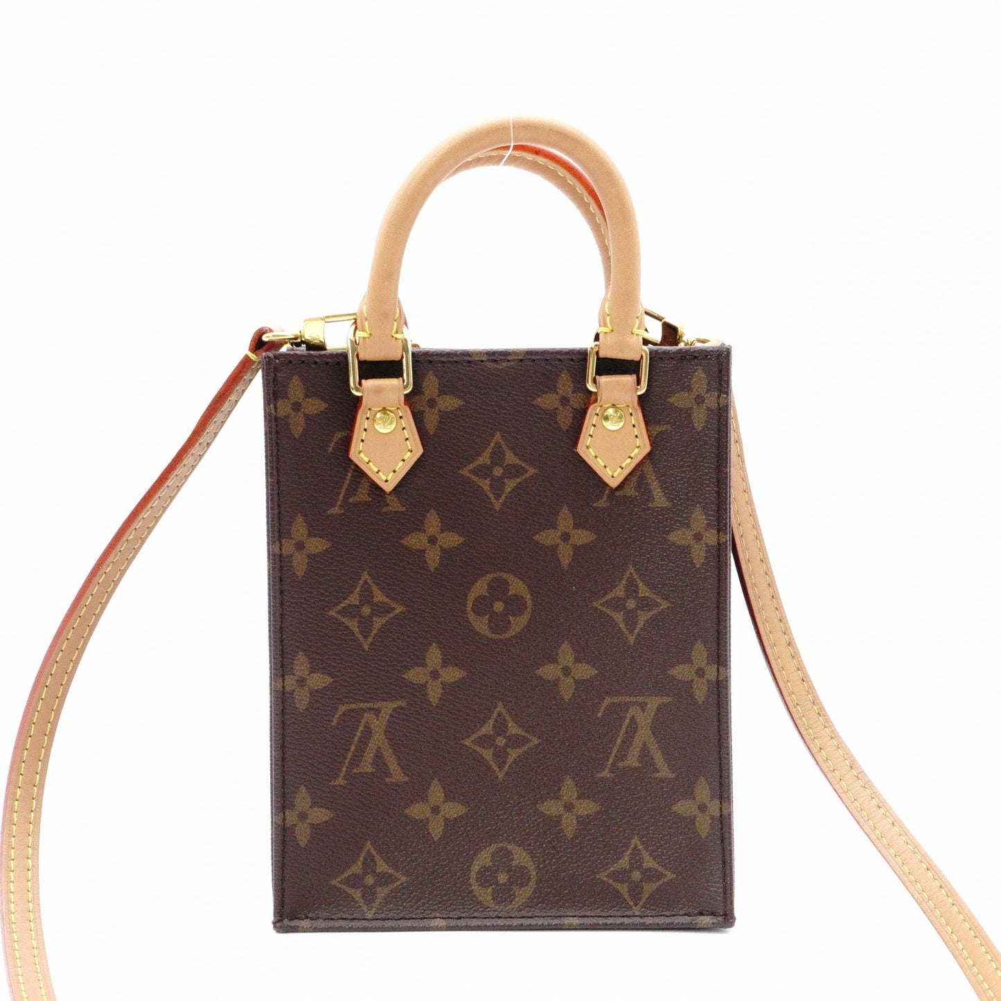 LOUIS VUITTON Petite Sac Pla Monogram Canvas Shoulder Bag, PVC/Leather, Brown, Crossbody