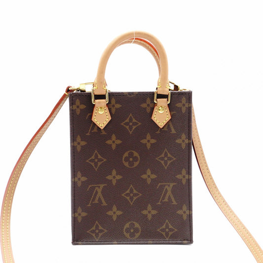 LOUIS VUITTON Petite Sac Pla Monogram Canvas Shoulder Bag, PVC/Leather, Brown, Crossbody