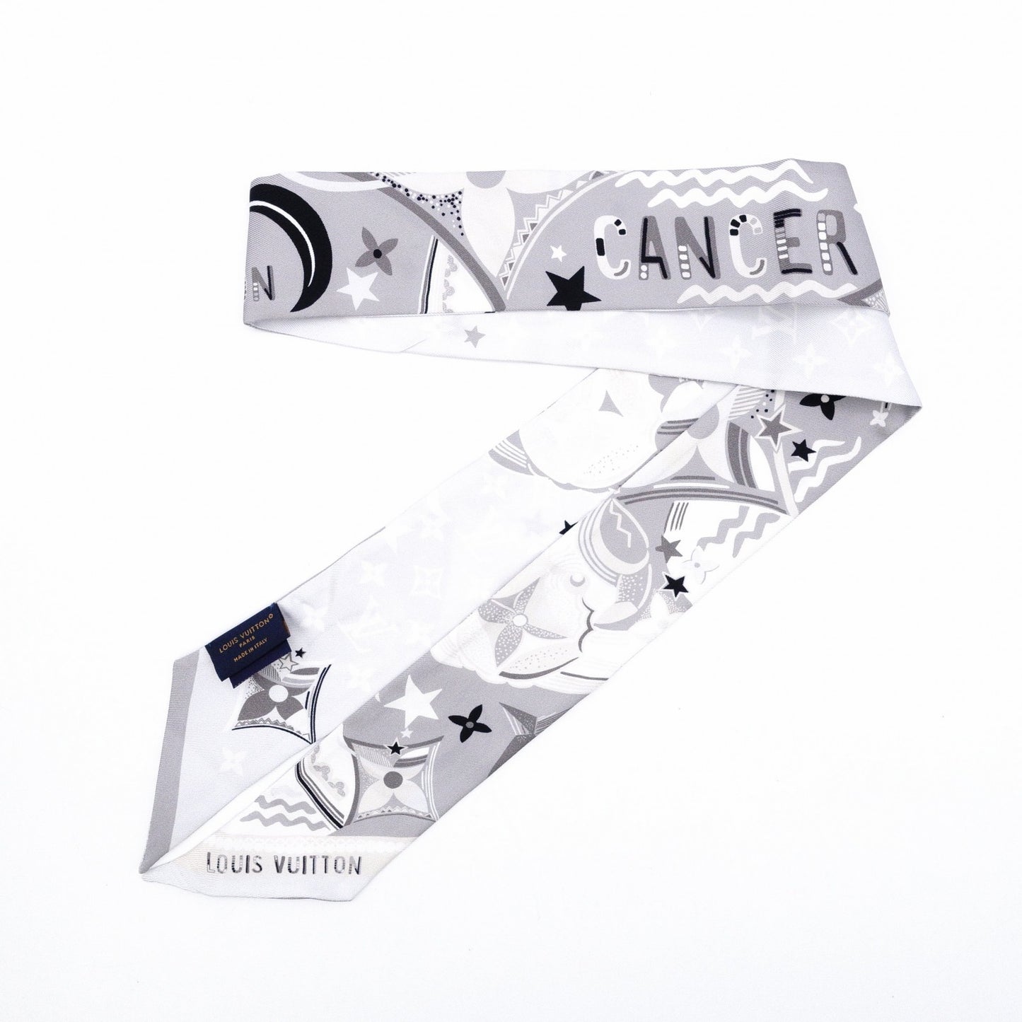 LOUIS VUITTON Twilly Bando BB Scarf, Silk, Gray