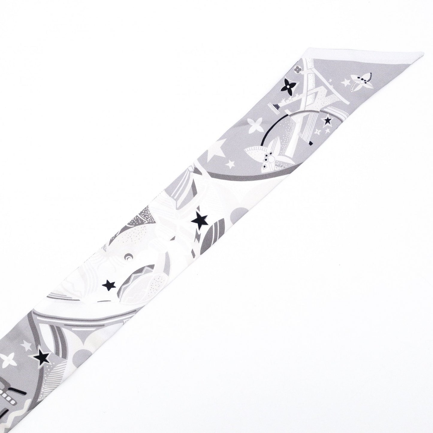 LOUIS VUITTON Twilly Bando BB Scarf, Silk, Gray