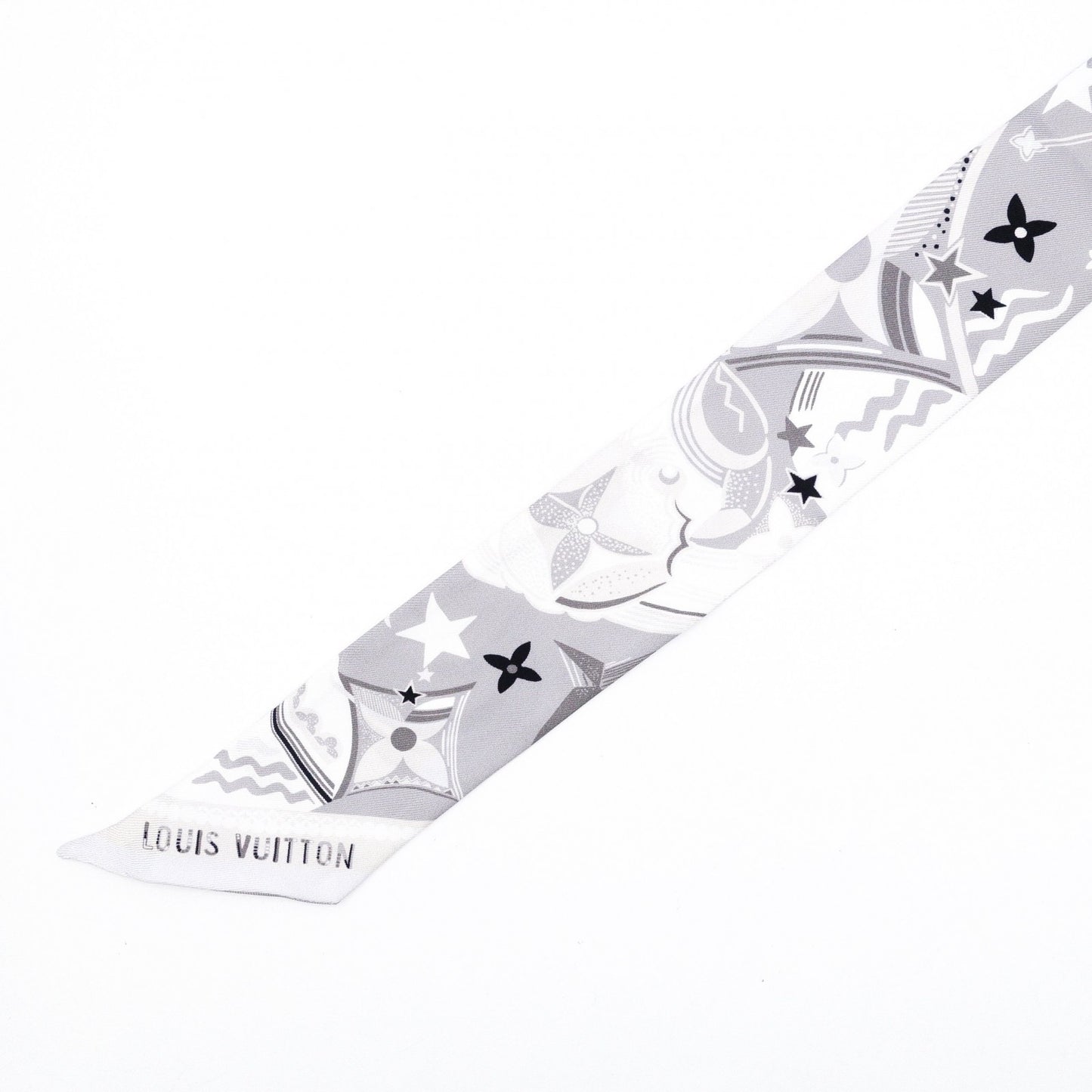 LOUIS VUITTON Twilly Bando BB Scarf, Silk, Gray