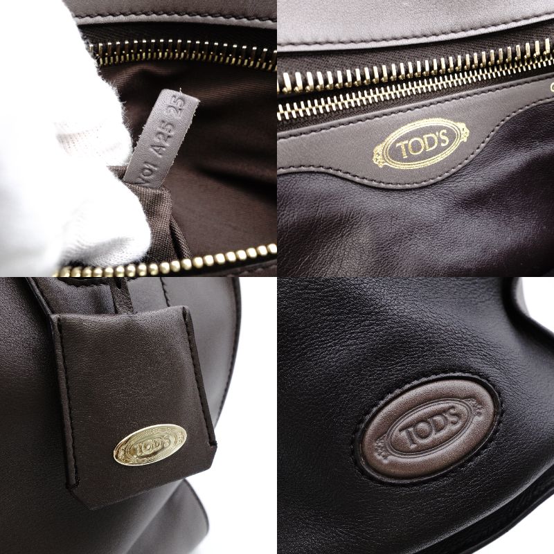 Tod's Ava Tote Bag Leather Brown Two-Tone Shoulder Bag with Charm 7-10-969