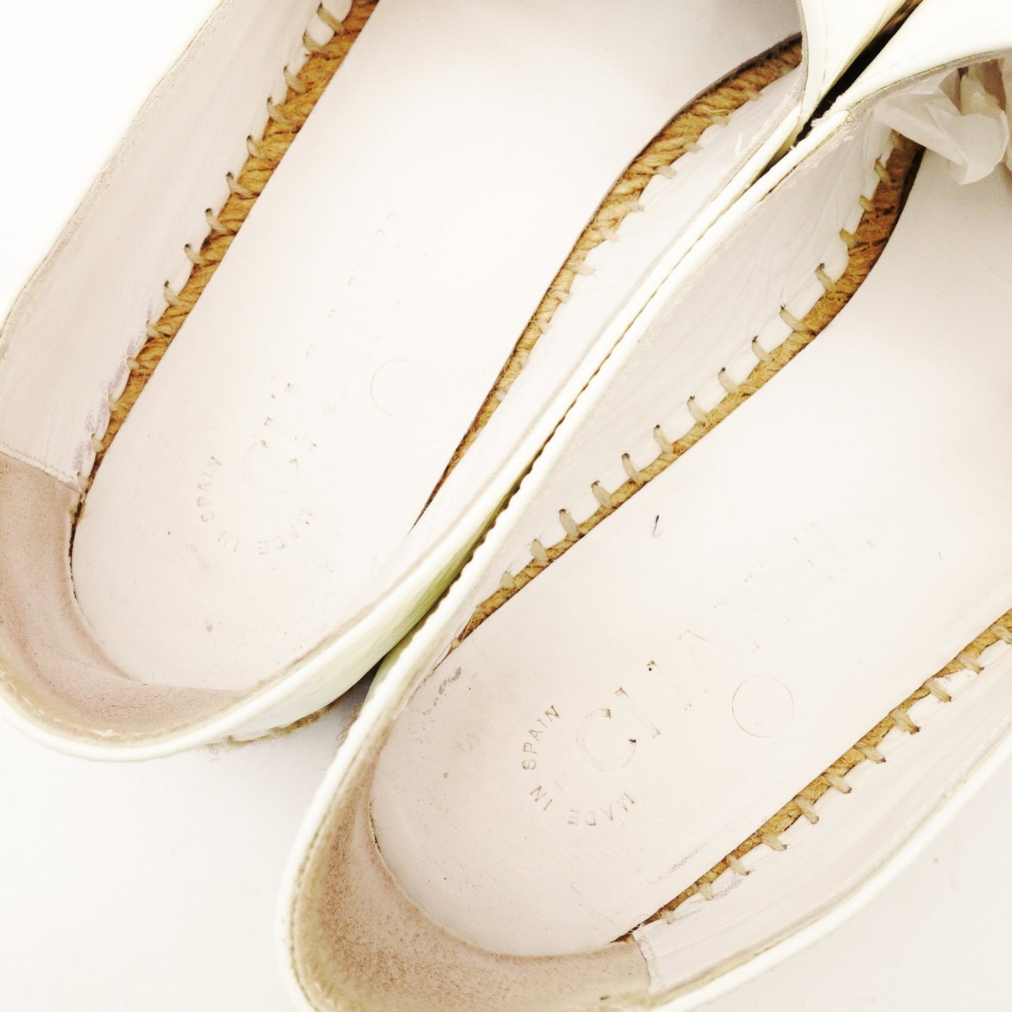 CHANEL Espadrilles Black × White Leather CC Logo Size 38 Approx. 24cm~24.5cm Patent Leather 7-12-926