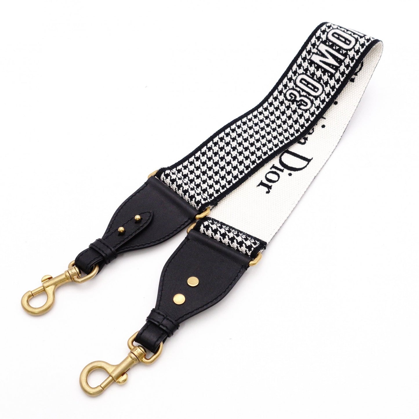 Christian Dior 30 Montaigne Shoulder Strap Canvas/Leather Black/White Antique Gold Hardware