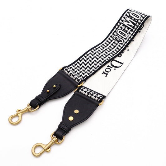 Christian Dior 30 Montaigne Shoulder Strap Canvas/Leather Black/White Antique Gold Hardware