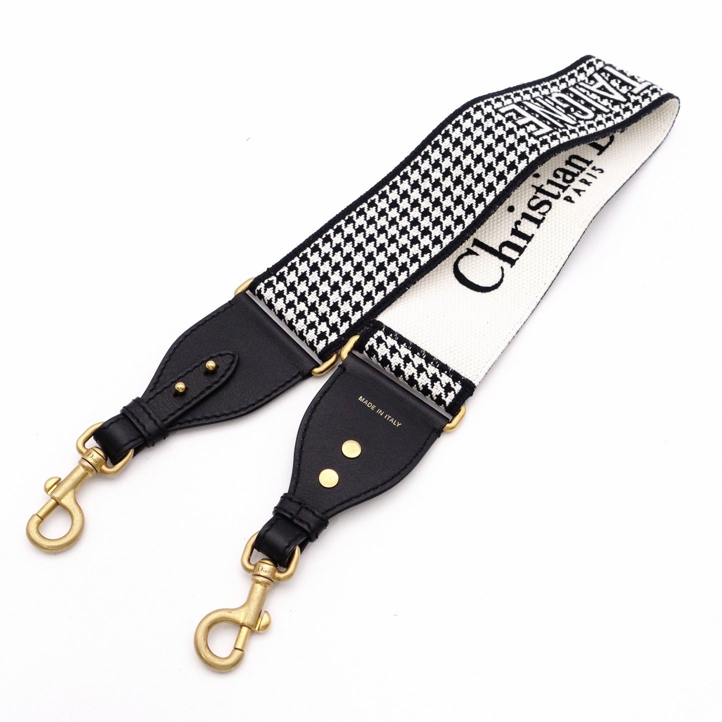 Christian Dior 30 Montaigne Shoulder Strap Canvas/Leather Black/White Antique Gold Hardware