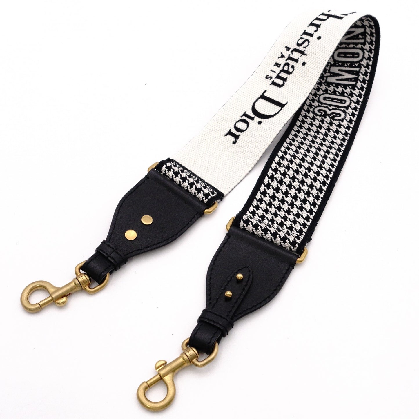 Christian Dior 30 Montaigne Shoulder Strap Canvas/Leather Black/White Antique Gold Hardware