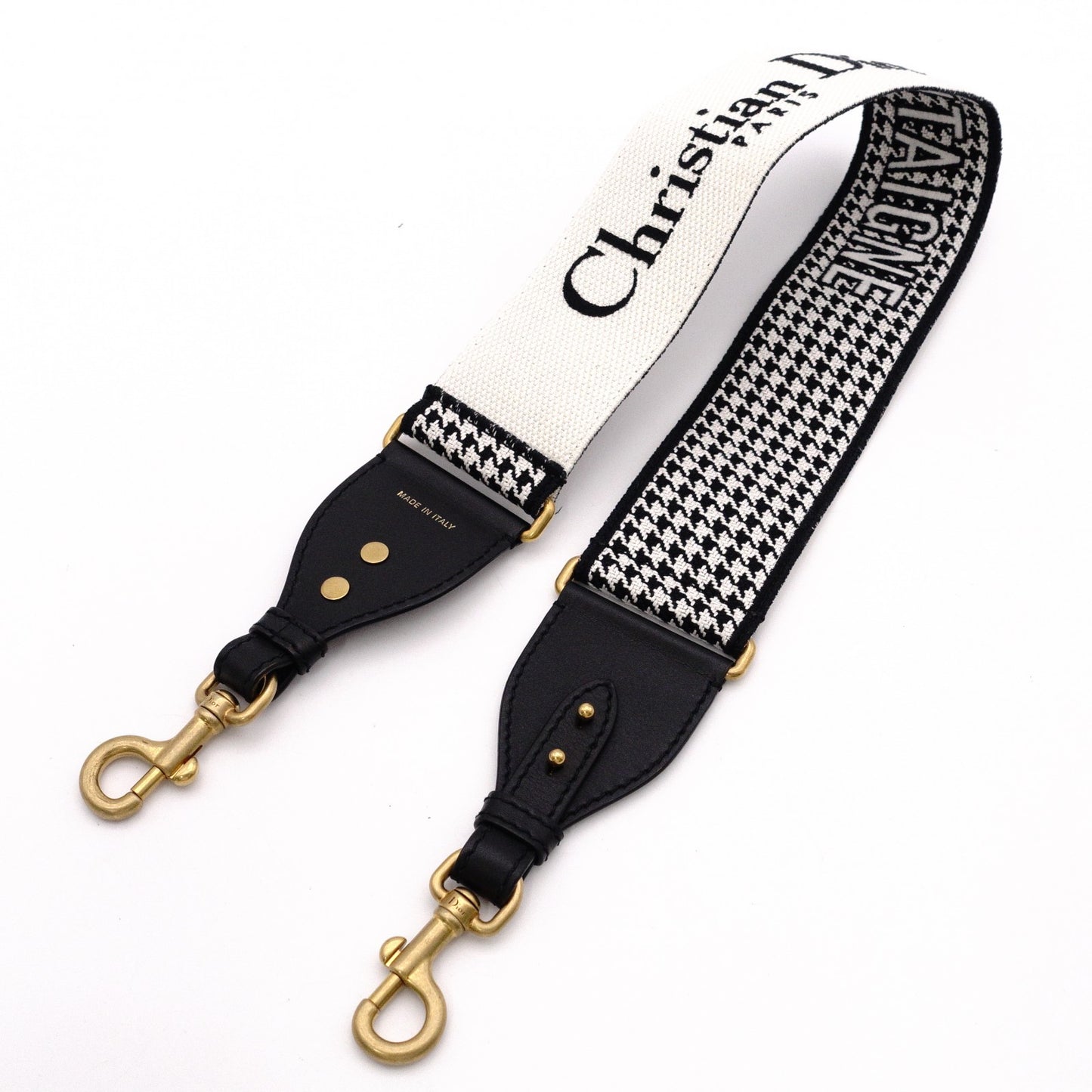 Christian Dior 30 Montaigne Shoulder Strap Canvas/Leather Black/White Antique Gold Hardware