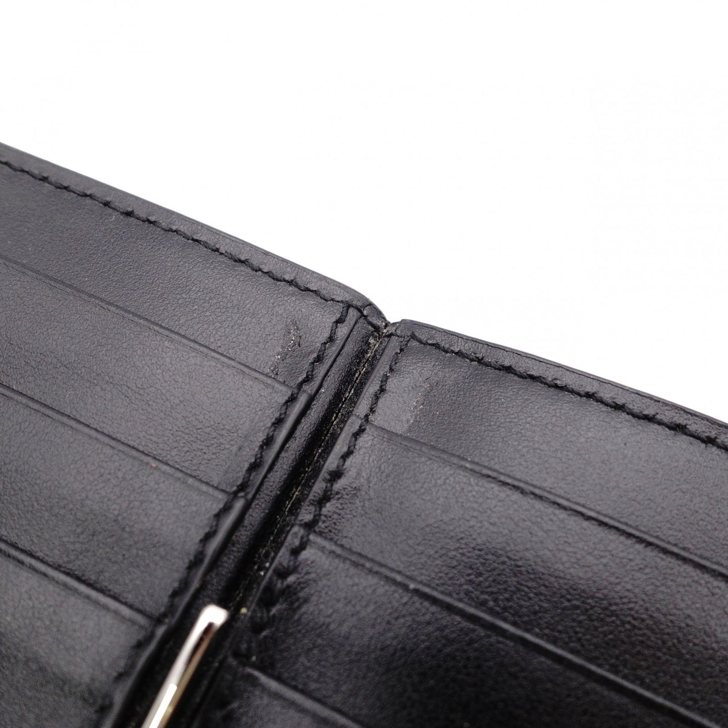 GUCCI Shima Bifold Wallet, Leather, Black, Men's, Card Case, Silver Hardware, GG Logo