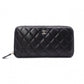 CHANEL Lambskin Coco Logo Matelassé Long Wallet, Leather, Black, Pull (Non-Genuine), Silver Hardware