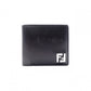 FENDI Zucca Bifold Wallet, Leather, Black, Men's, Gray, FF Logo