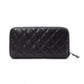 CHANEL Lambskin Coco Logo Matelassé Long Wallet, Leather, Black, Pull (Non-Genuine), Silver Hardware