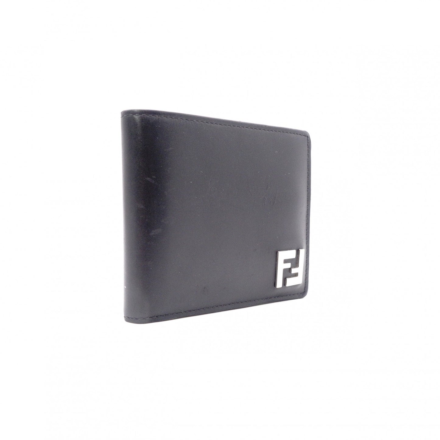 FENDI Zucca Bifold Wallet, Leather, Black, Men's, Gray, FF Logo