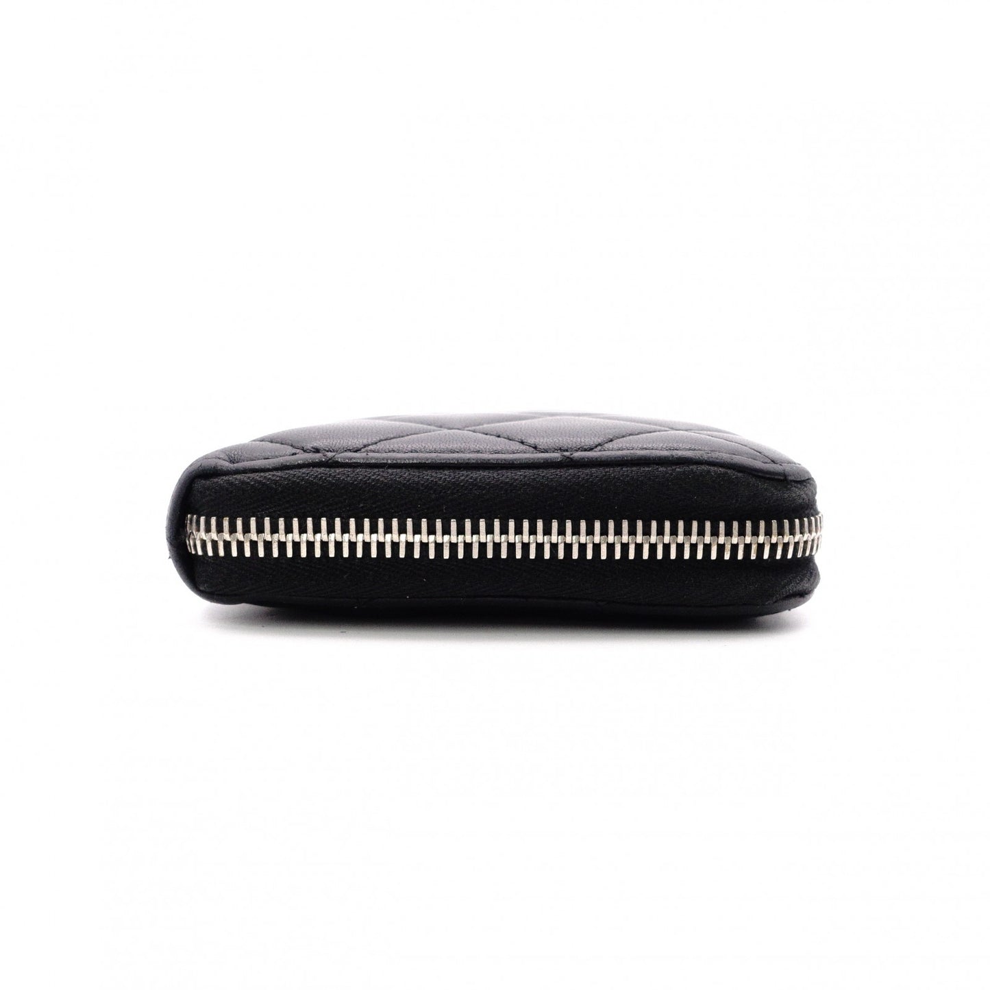 CHANEL Lambskin Coco Logo Matelassé Long Wallet, Leather, Black, Pull (Non-Genuine), Silver Hardware