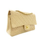 CHANEL Matelassé Double Flap Medium Size Beige Chain Shoulder Bag Leather Lambskin Gold Hardware 7-12-005
