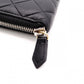 CHANEL Lambskin Coco Logo Matelassé Long Wallet, Leather, Black, Pull (Non-Genuine), Silver Hardware