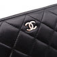 CHANEL Lambskin Coco Logo Matelassé Long Wallet, Leather, Black, Pull (Non-Genuine), Silver Hardware