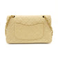 CHANEL Matelassé Double Flap Medium Size Beige Chain Shoulder Bag Leather Lambskin Gold Hardware 7-12-005