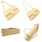 CHANEL Matelassé Double Flap Medium Size Beige Chain Shoulder Bag Leather Lambskin Gold Hardware 7-12-005