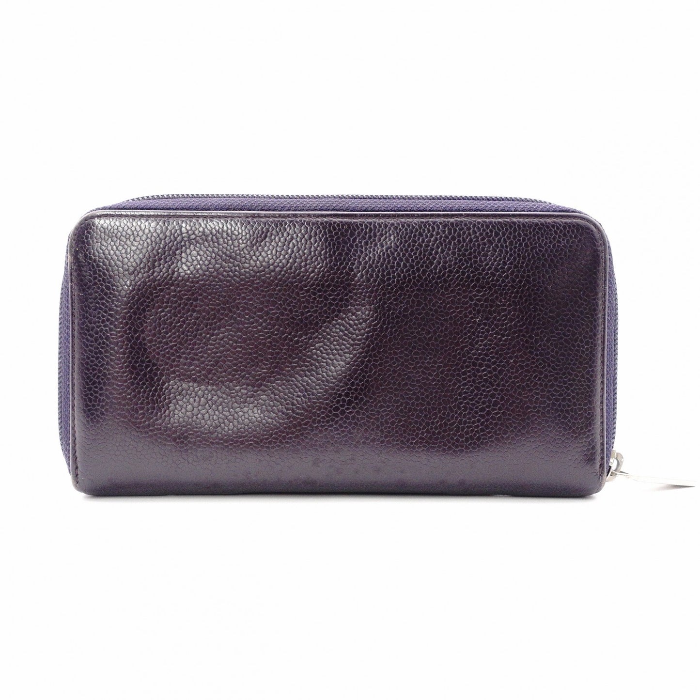 CHANEL シャネル キャビアスキン 長財布 レザー パープル【中古】 レディース