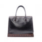 YVES SAINT LAURENT Y-Cutout Tote Bag, Leather, Black and Orange, Vintage, Women's