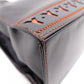 YVES SAINT LAURENT Y-Cutout Tote Bag, Leather, Black and Orange, Vintage, Women's
