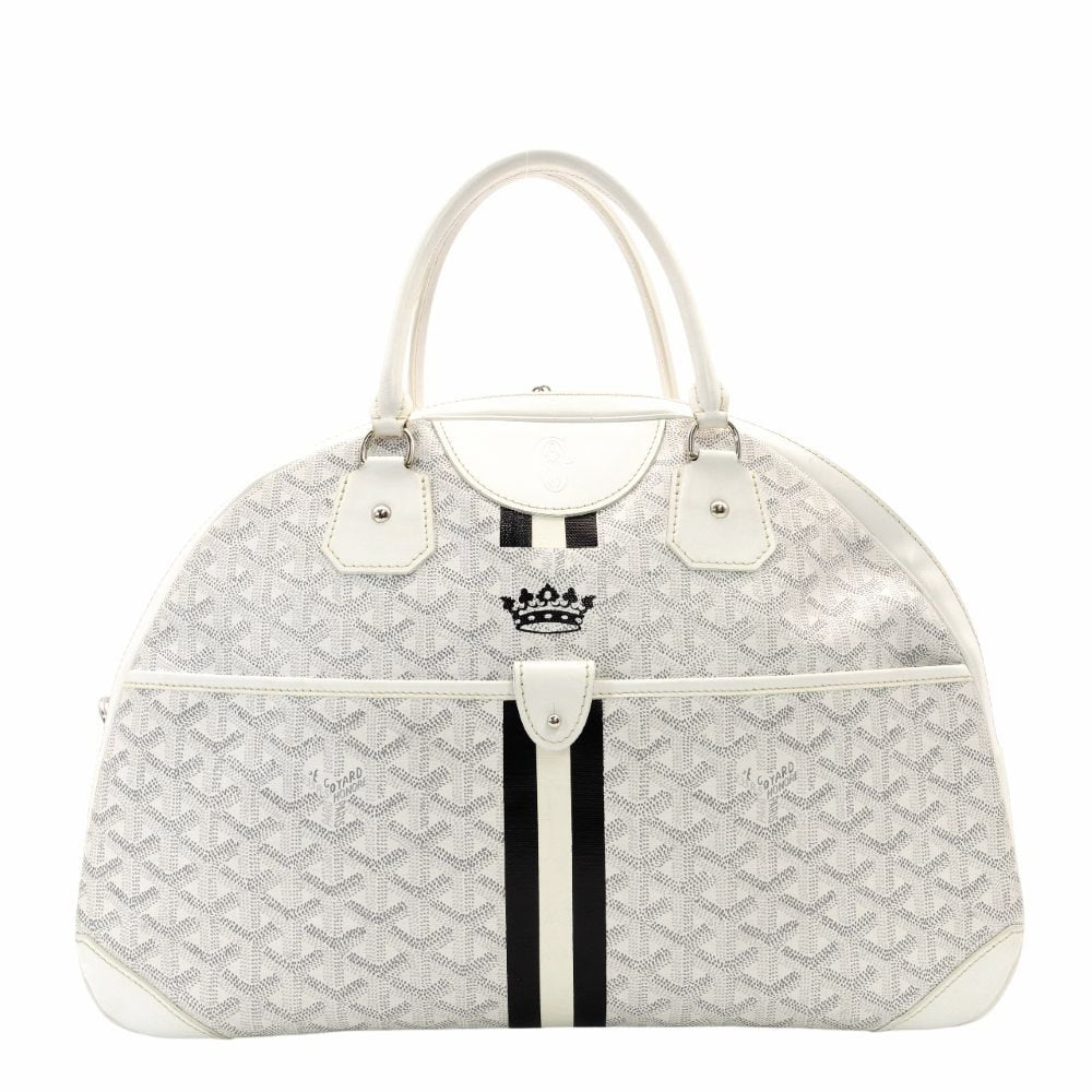 GOYARD Saint Jeanne GM Handbag White PVC Leather Boston Logo 7-11-789