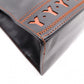 YVES SAINT LAURENT Y-Cutout Tote Bag, Leather, Black and Orange, Vintage, Women's