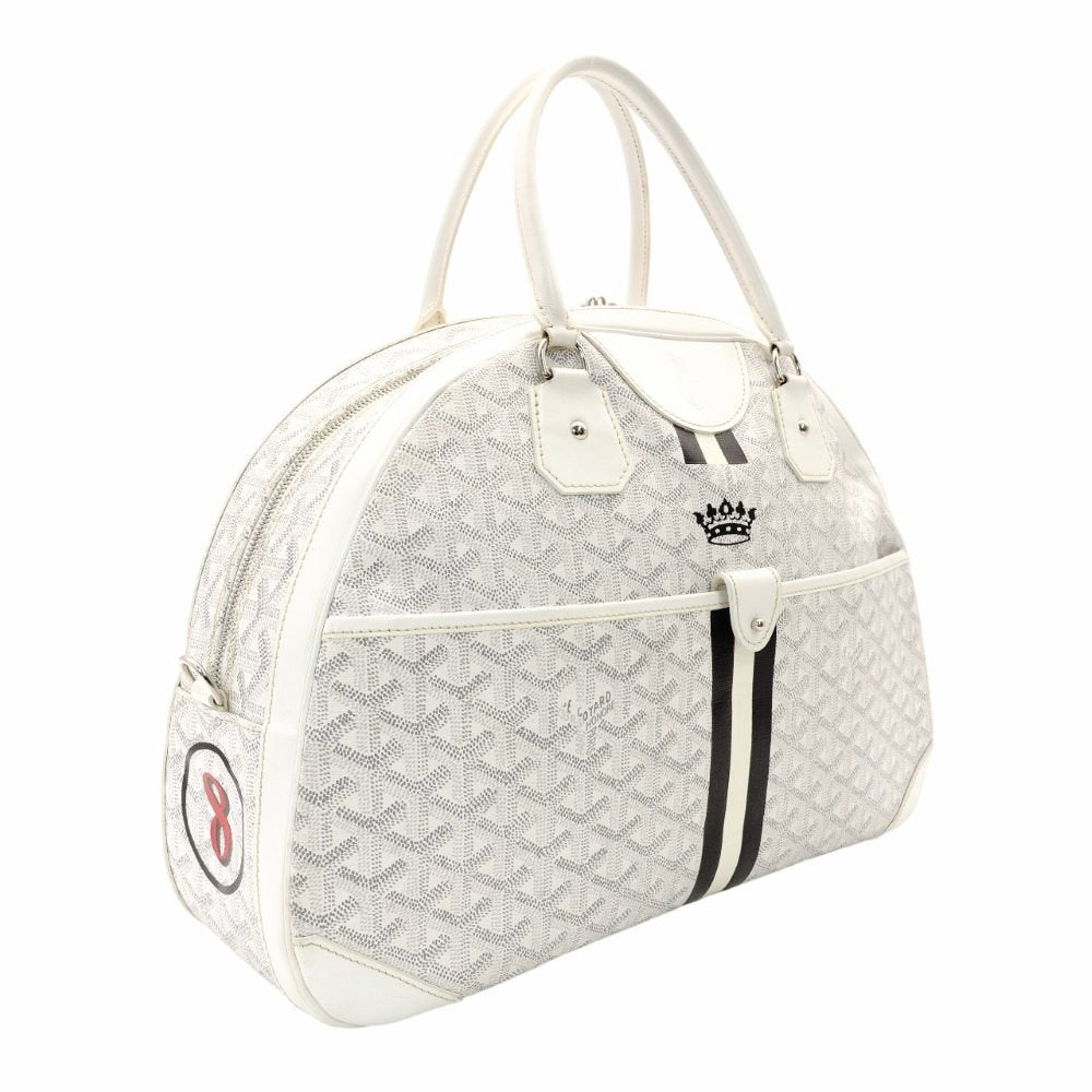 GOYARD Saint Jeanne GM Handbag White PVC Leather Boston Logo 7-11-789