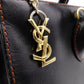YVES SAINT LAURENT Y-Cutout Tote Bag, Leather, Black and Orange, Vintage, Women's