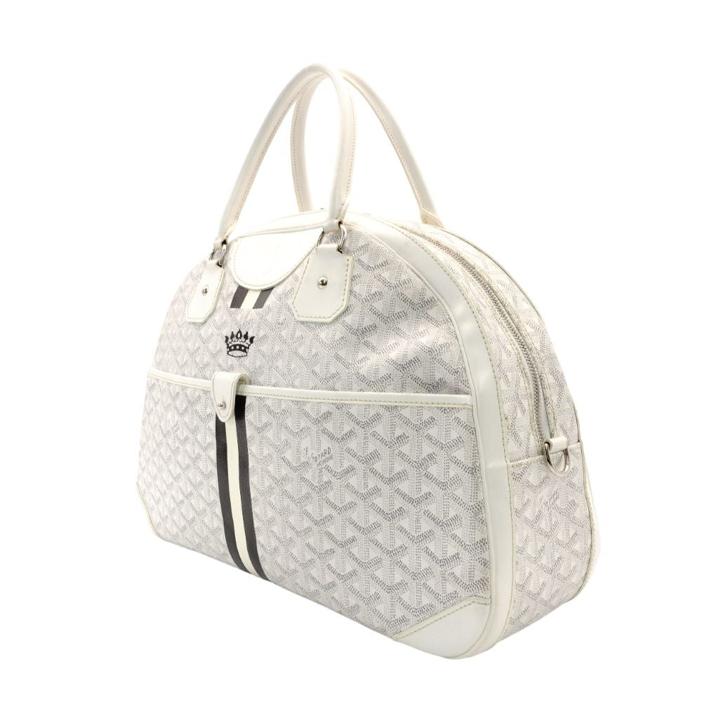 GOYARD Saint Jeanne GM Handbag White PVC Leather Boston Logo 7-11-789