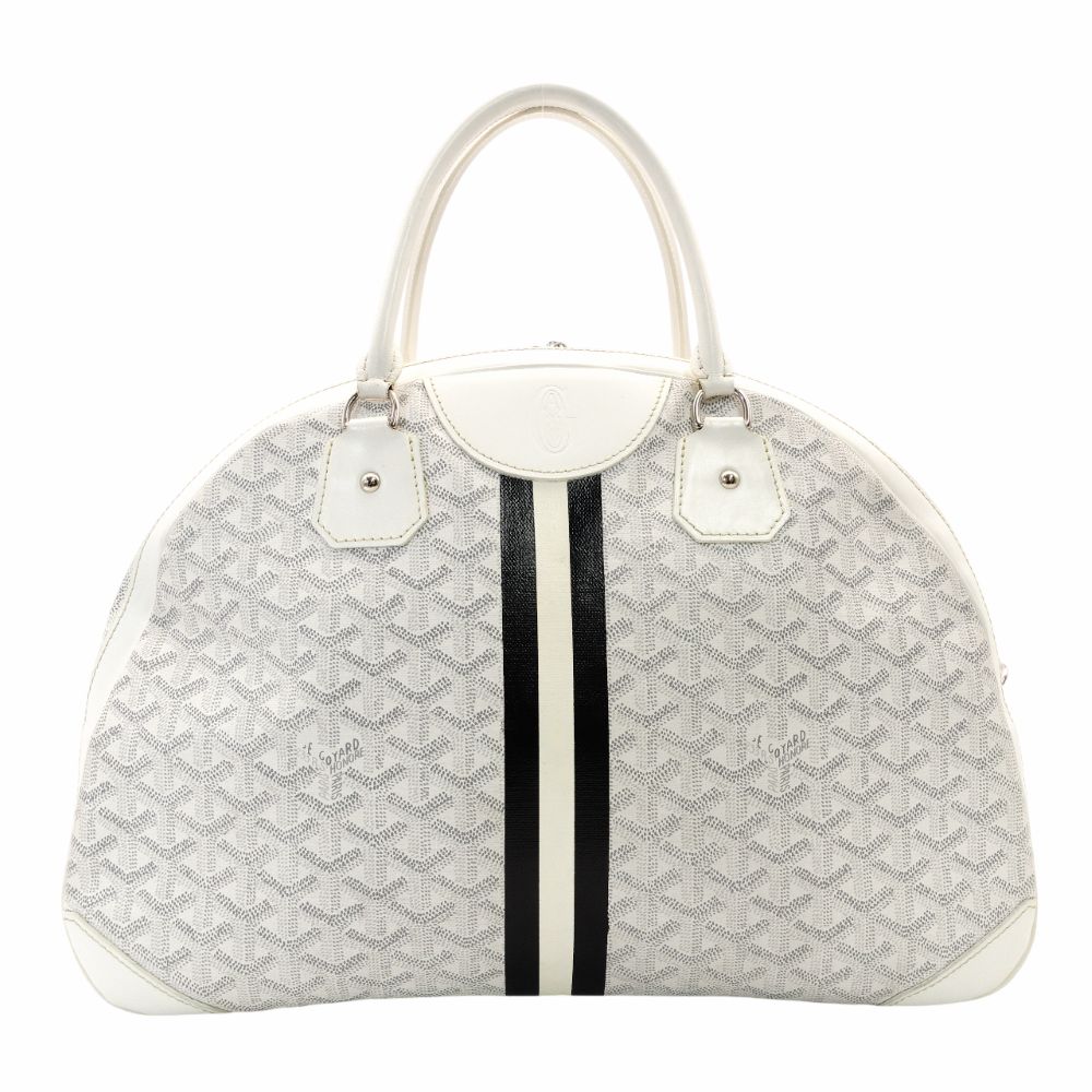 GOYARD Saint Jeanne GM Handbag White PVC Leather Boston Logo 7-11-789