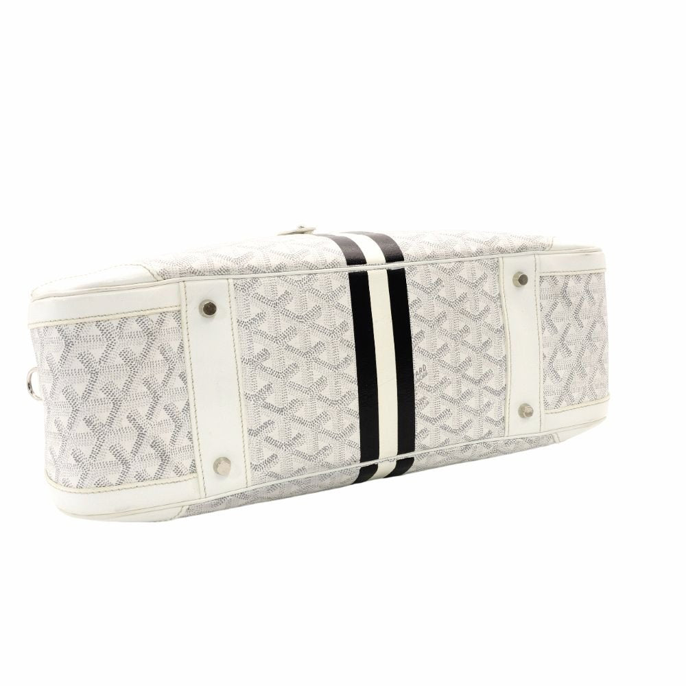 GOYARD Saint Jeanne GM Handbag White PVC Leather Boston Logo 7-11-789