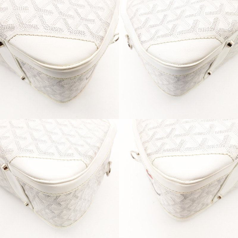 GOYARD Saint Jeanne GM Handbag White PVC Leather Boston Logo 7-11-789