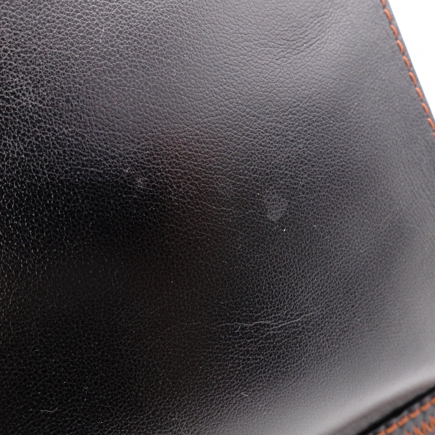 YVES SAINT LAURENT Y-Cutout Tote Bag, Leather, Black and Orange, Vintage, Women's