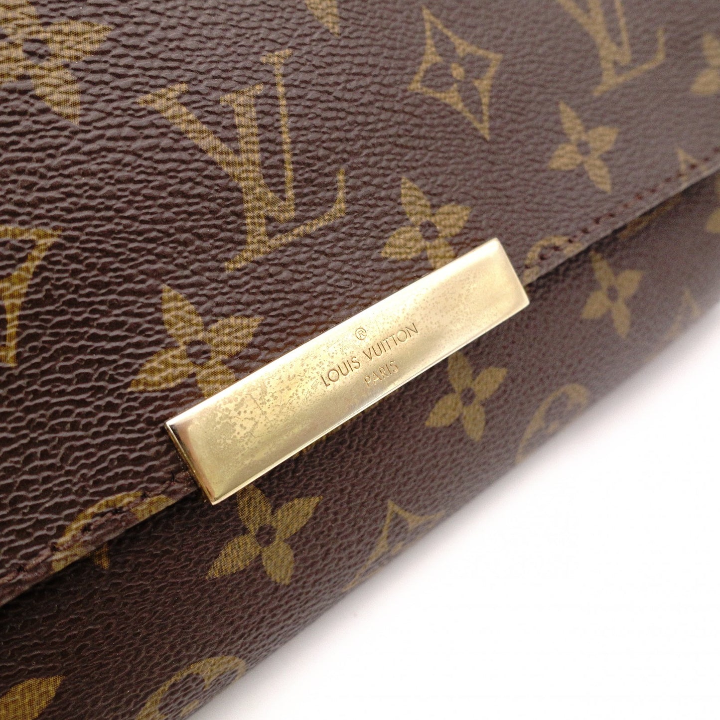 LOUIS VUITTON Favorite MM Monogram Canvas Shoulder Bag, PVC/Leather, Brown