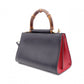 GUCCI Nimfair Bamboo Handbag, 2-Way Shoulder Bag, Leather, Black, Women's