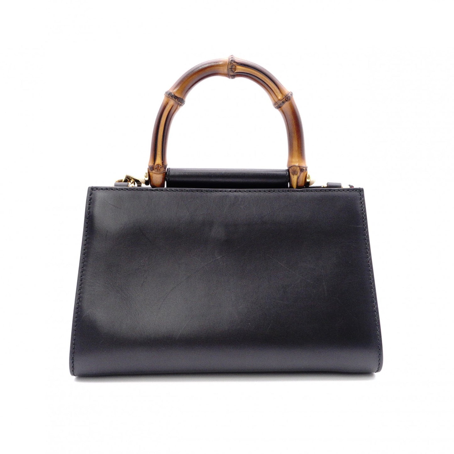 GUCCI Nimfair Bamboo Handbag, 2-Way Shoulder Bag, Leather, Black, Women's