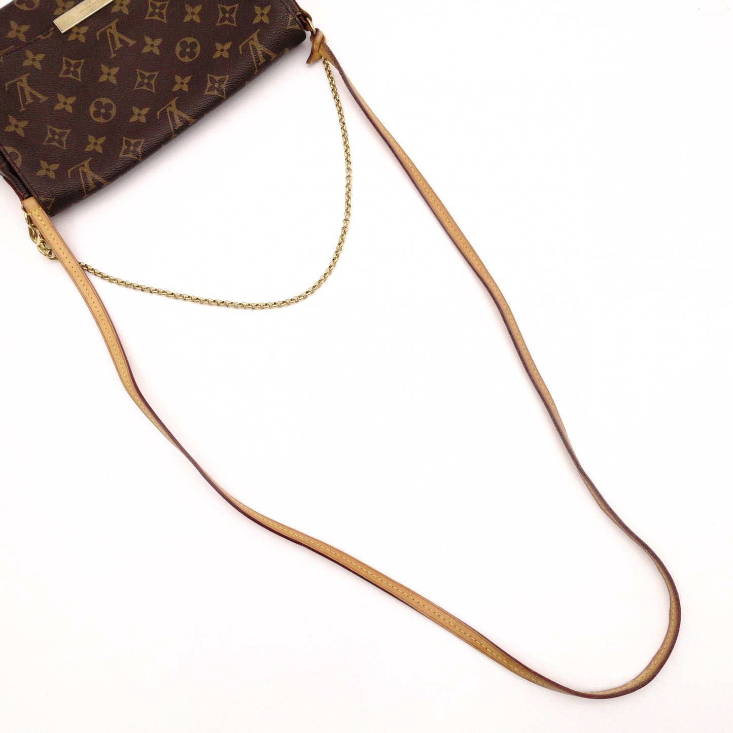 LOUIS VUITTON Favorite MM Monogram Canvas Shoulder Bag, PVC/Leather, Brown