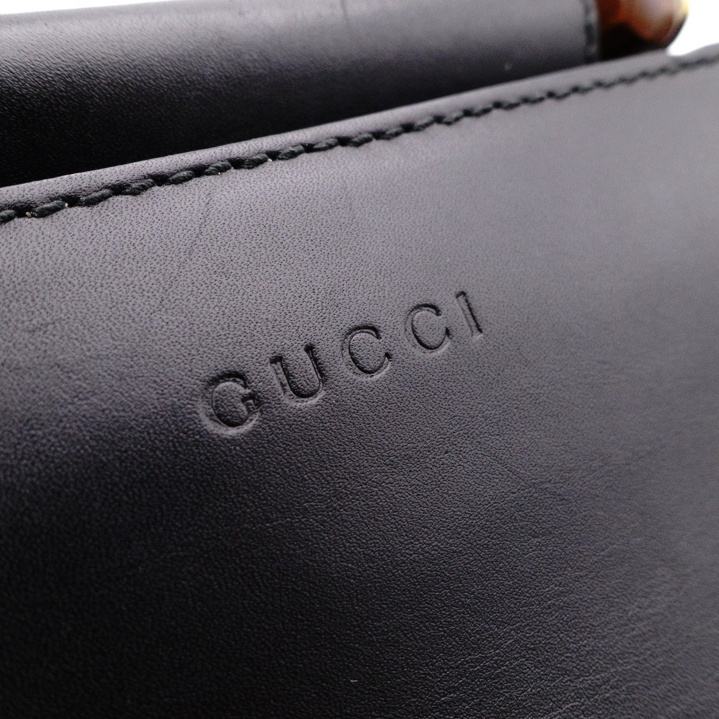 GUCCI Nimfair Bamboo Handbag, 2-Way Shoulder Bag, Leather, Black, Women's